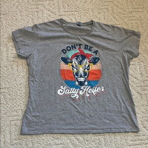 Graphic Tee Salty Heifer Cow Print funny cute farm animal cotton 2XL XXL